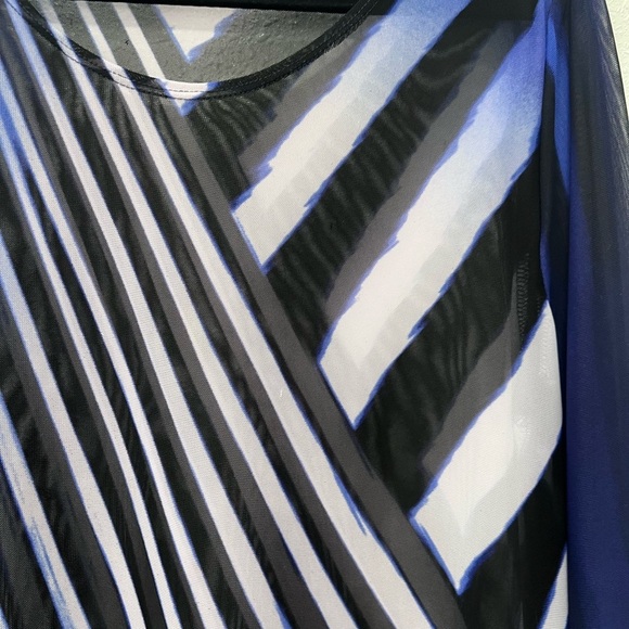 Chicos rhapsody mesh Blue and White Striped Tunic 12/L - Picture 5 of 10
